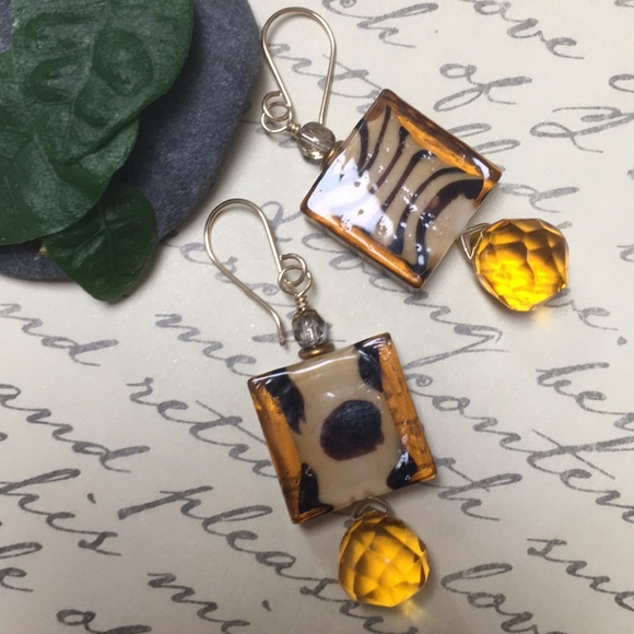 cocovalli Jewelry - Animal print earrings faceted glass 14ktgoldfilled